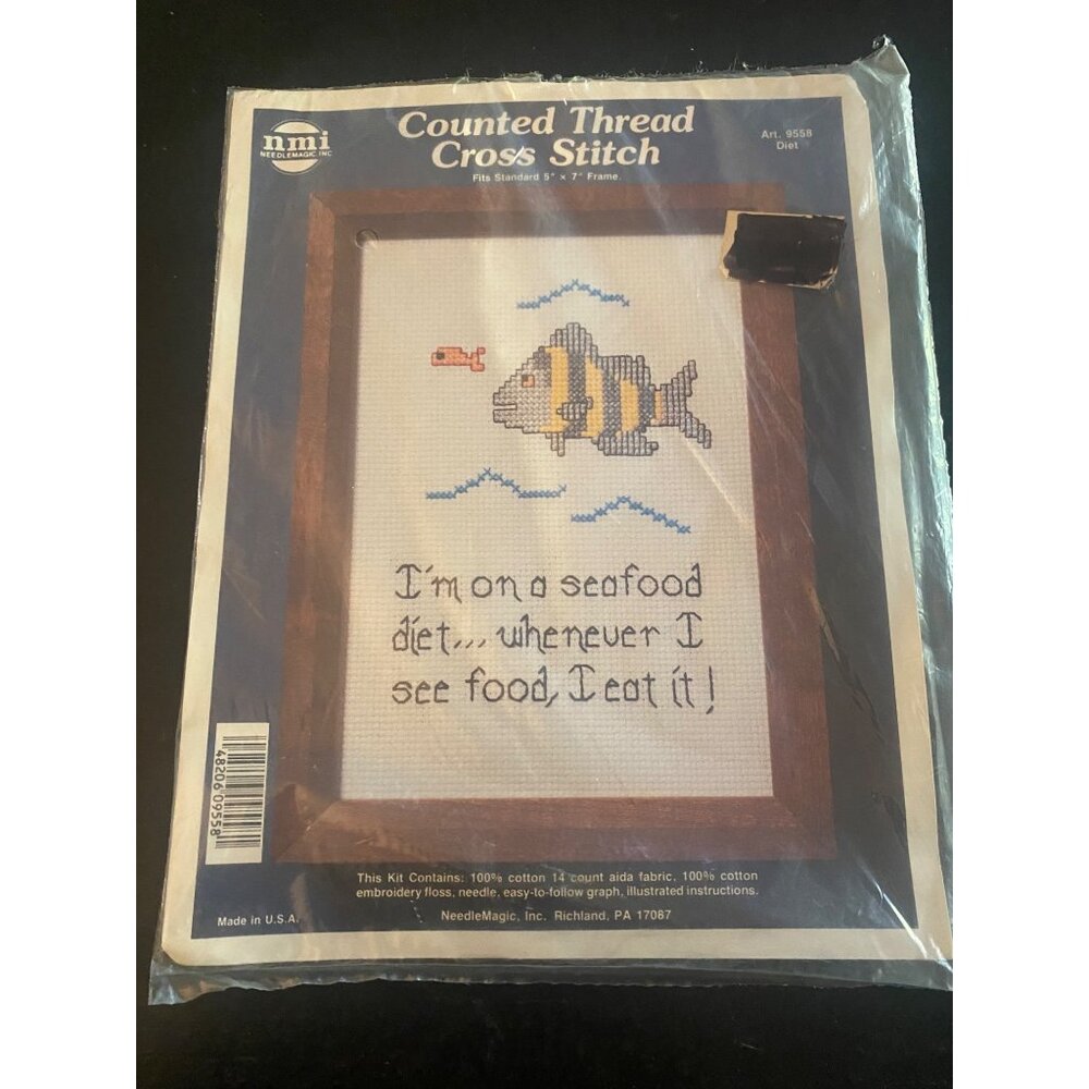 NMI Counted Cross Stitch Kit 9558 Seafood Diet 5" x 7" Needle Magic Inc